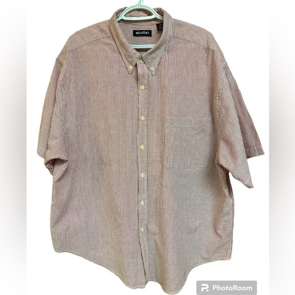 Puritan Cotton Red/White Striped Button Sown Casual Shirt 2XL (50/52) - Picture 1 of 6